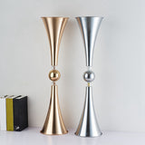 Trumpet Shape Metal Vase Table Centerpiece Party Road Lead High Flower Stand For Wedding Decor