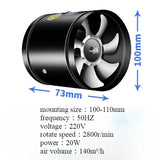 220V 4/6/7/8/10/12inch round duct exhaust fan Air Ventilator Metal Pipe Ventilation vent Exhaust Fan for Household kitchen