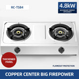 Household Strong Fire Stainless Steel Double Gas Stove - Desktop for Kitchen