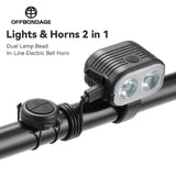 OFFBONDAGE Bicycle Headlight 2-In-1 Near And Far Light 2/4 Lamp Beaded Wire Control Bell Horn Mountain Bike Accessory
