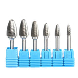 6mm F Type Head Tungsten Carbide Rotary File Tool Drill Milg Carving Bit Tools Point Burr Die Grinder Abrasive for Metal Wood
