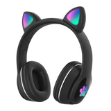 Cute Cat Ear Headphone Bluetooth 5.0 Wireless Heaset RGB Bass Noise Cancelling Earphones for Adults Kids Support TF Card