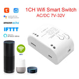 Tuya Smart Switch 1 Channel Wifi Relay Rolling Door Switch DC AC 7-32V Motor Curtain Switch Inching Self-Locking