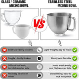 4.5 & 5 QT Stainless Steel Mixer Stand Mixers,Strong and Durable Replacement Bowl for KitchenAid
