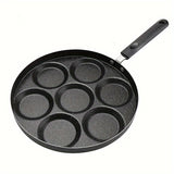 1pc Egg Skillet, Non-Stick Egg Frying Pan, 7-cavity Round Pancake Pan, Mini Pancakes Fried Egg Burger Pan