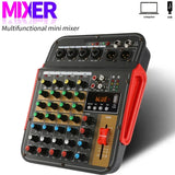 6-Channel Audio Mixer Outdoor Conference Audios USB Bluetooth Reverb Video Processor Sing Live with Sound Card Sounds Mixers