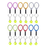 12 Pcs Key Racket Mini Fashionable Tennis Ball Split Ring Keychain For Sport Lovers Team