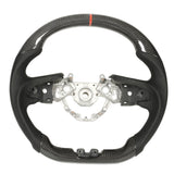 Car Racing Steering Wheel Red Stripe Flat Bottom D Type Racing Carbon Fiber Car Steering Wheel Comfortable Grasp for Vehicle