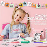 Instant Print Kids Camera 1080P Rechargeable Kids Camera Selfie Video Child Camera For 6-12 Years Old Girls Boys Birthday Gift