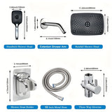 1Set High Pressure Square Rain Shower Head, High Pressure Handheld Shower, Equipped 149.86cm Extra Long Hose, 3-Way Diverter, Adhesive Shower Head Holder, Extention Shower Arm, Top Shower Head Set, Bathroom Accessories (Chromium Plating)