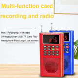 Mini FM Radio Portable Loudspeaker Recorder Outdoor MP3 Music Player Support TF Card USB AUX Play with LED Digital Display