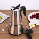 Stove Espresso Moka 6 Cups Percolator Coffee Pot Electric Stainless Steel Classic Cafe Maker EU Plug