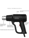 Black Color 220V Heat Professional Hot Air Gun Adjustable Temperature 60-600 ℃ 4 Nozzles for DIY Stripping Paint Shrinking