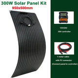 ETFE 300W Solar Panel 18V Semi-flexible Monocrystale Solars Cell Cable Outdoor Car RV Waterproof Rechargeable Power System