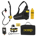 DIDEEP 1L Scuba Diving Cylinder Mini Oxygen Tank Kit Respirator Air Tank Set with Hand Pump + Strap Bag + Googles + Handbag