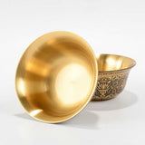 7PCS/Set Buddhist Supplies Exquisite Carved Pure Copper Patina Beautifully Carved Eight Auspicious Water Holy Cups Water Bowl