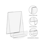 Acrylic Book Stand with Ledge Clear Display Easels Plate for Books Display, Music Sheets, Artworks, CD, (5Large+5Small)