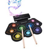 Electronic Hand Roll Drum Set 9 Pads Built-in Stereo Speaker with Drumsticks Foot Pedal Holiday Birthday Gift