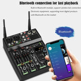 4 Channel USB Audio Mixer with Wireless Microphone Studio Sound Mixers Bluetooth-compatible REC DJ Console Mi for Karaoke