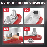 DaierTek Bus Bar 12V Power Distribution with Cover 5 x 1/4" Studs Terminal Block Max 150A 48VDC Positive Negative for Auto