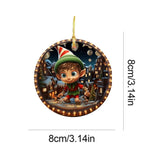 Tree Acrylic 3D Visual Effect Round Christmas Winter Fesitval Theme Decorative Ornaments For Car