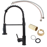 360 Degree Rotation Kitchen Faucet Spring Style with Spray Mixers Taps Deck Mounted Mixer Tap Matte Black Kitchen Sink