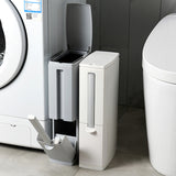2 In 1 Integrated Can Set Toilet Corner Trash Bin Cleaning Brush Covered Paper for Bathroom Accessories