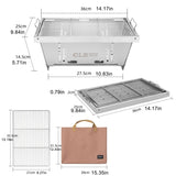 Barbecue Adjustable Firepower Firepit Tabletop Stainless Steel Foldable Grill for Backpacking Yard Outside Garden Picnic