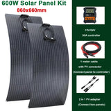 300W Portable Flexible ETFE Solar Panel Kit High Efficiency Monocrystale Cells, Waterproof, Foldable for 12V Battery Charging
