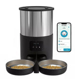 4L APP Pet Feeder Large Capacity Stainless Steel Food Bucket Automatic Cat and Dog Feeding Bowl