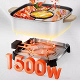 Multifunctional Electric Barbecue Grill Household Hot Pot Cooking hine 6L less Non-stick BBQ