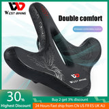 Widened MTB Bike Hollow Breathable Bicycle Seat Cushion Waterproof Spring Shock Absorption Comfort Saddles