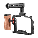 Andoer Camera Video Cage +Top Handle +Side Wooden Grip Kit with 1/4" Threads for Sony A7IV/ A7III/ A7II/ III/ A7R II/ A7S II