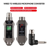 JAYETE C-01 UHF Professional Wired to Wireless Microphone Converter Micphone Transmitter & Receiver 571~598MHz 48V Phantom Power
