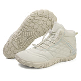 Large size snow boots with a mid length, trendy men's and women's outdoor travel, barefoot, waterproof, anti slip, warm five finger shoes, new style