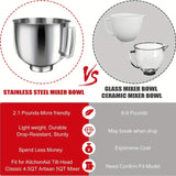 1pc.5.5 Quart Stainless Steel Mixing Bowl, Suitable For KitchenAid Vertical Mixer, Compatible With 4.5 Quart And 5 Quart Household Models