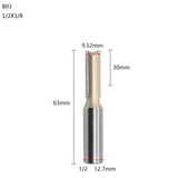 1/2 1/4 Trim Router Bit Wood Slotted Knife Carbide End Mill Straight Flute Bit