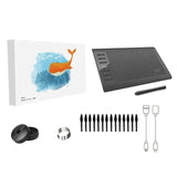 10x6" Professional Graphics Drawing Tablet 12 Express Keys 8192 Levels Battery-Free Stylus/8pcs Nibs/Pen Clip Support PC/Laptop
