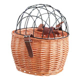 Bicycle Handlebar Wicker Pet Seat with Cover - Handwoven, Bike Basket Front Pannier Bag, Cycling Accessories