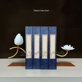 Ceramic Lotus Bookend Desktop Stand New Chinese Style Book Storage Holder Metal Handicrafts Study Cabinet Decoration