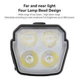 OFFBONDAGE Bicycle Headlight 2-In-1 Near And Far Light 2/4 Lamp Beaded Wire Control Bell Horn Mountain Bike Accessory