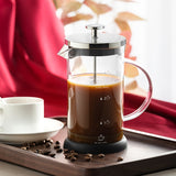 1pc French Press Coffee Maker, 11.8/20.2oz, Heat Resistant Thickened Glass, 4 Level Filtration System