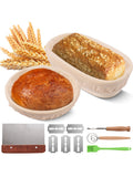 Aoresac Set of 2 10-inch Proofing Baskets - Sourdough Baking Supplies Complete Making Tools Starter Kit with Bread Lame