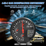 5” 4 in 1 Car Multifunctional Tachometer Pressure Oil Water Temperature Gauge Meter Support Alarm Function