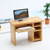 1:12 Miniature Small Computer Desk Furniture Model With Mouse And Keyboard Models Dollhouse Accessories