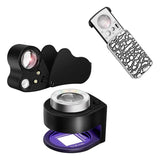 2 Pack 60X Loupe And LED Slide-Out Loupe, 1Pack 10X 20X 30X Illuminated Multi-Power Jewelers Accessories