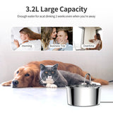 3.2L Stainless Steel Cat Dispenser With Quiet Water Pump Filter Pet Drink Feeder For Cats Dogs Drinking Fountain Bowl