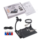 Welding Magnifying Glass with LED Light 7X Desktop Magnifier Auxiliary Clip Scale Base Third Hand Loupe for Soldering Repairing