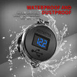 Quick 3.0 Dual USB Charger Socket Waterprooluminum Power Outlet Fast Charge with LED Voltmeter for 12V/24V Car Boat