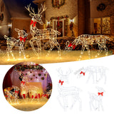 3PCS Handmake Iron Art Elk Deer Christmas Garden &LED Light Glowing Glitter Reindeer Xmas Home Outdoor Yard Ornament Decor